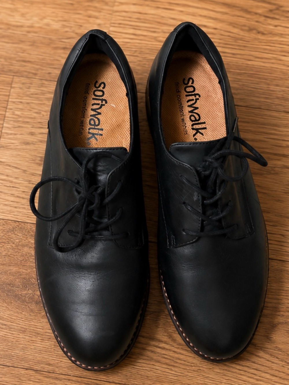 SoftWalk Women’s Size 8W Black Leather Oxford Lace Up Comfort Shoes